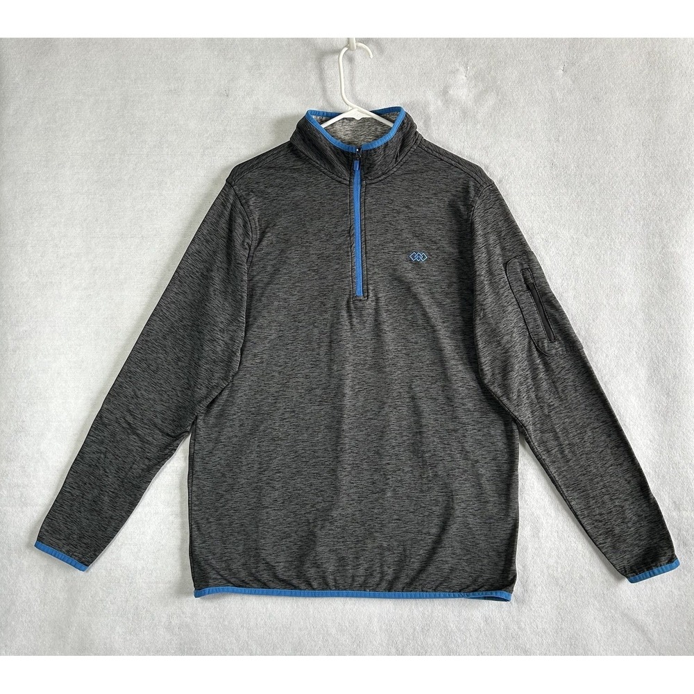 LEG3ND￼ Premium Golf 1/2 Zip Jacket - Men's MED - Modern Fit Grey/Royal Blue Tri